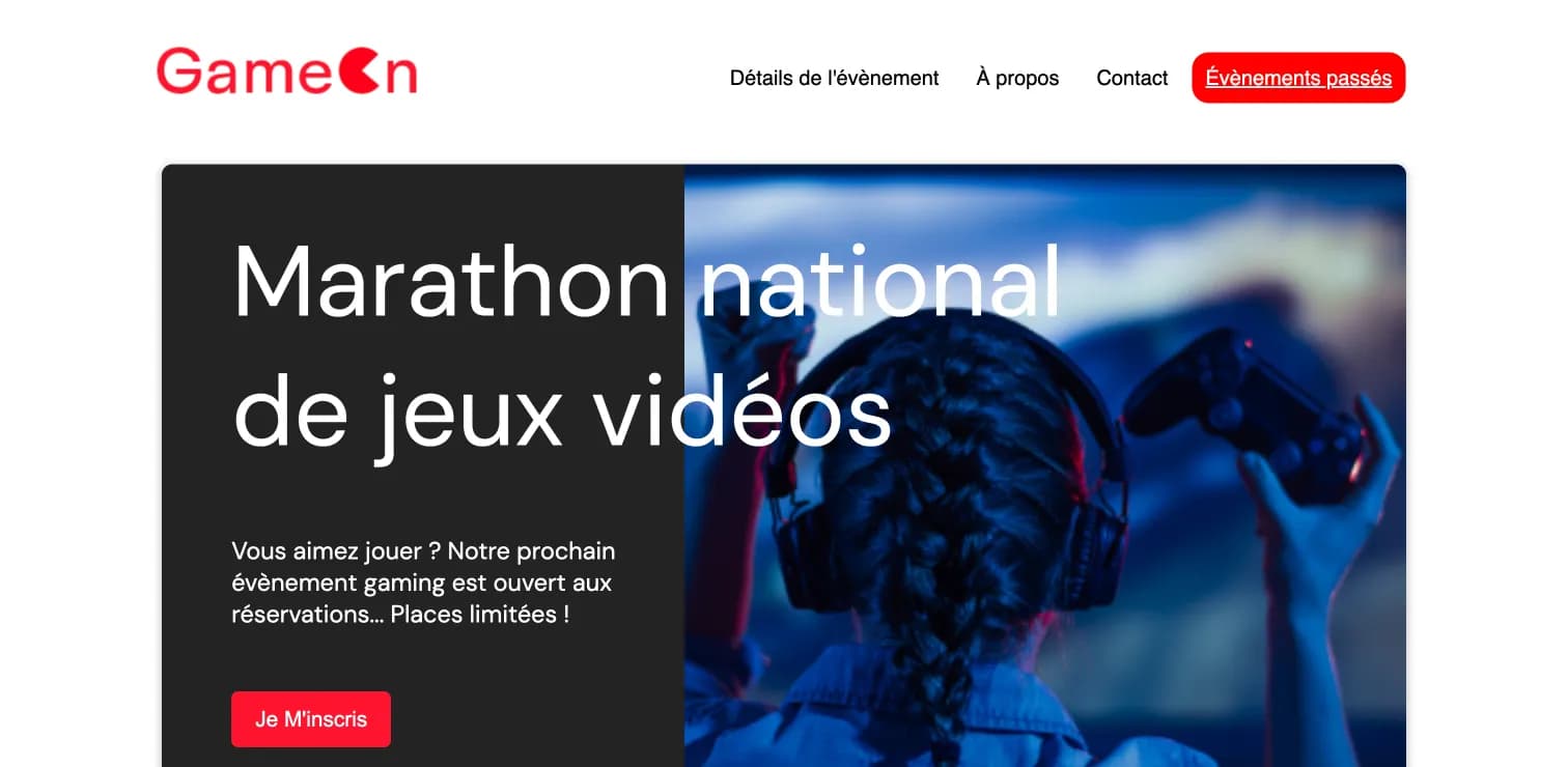Projet : GameOn-javascript Aperçu de GameOn-javascript